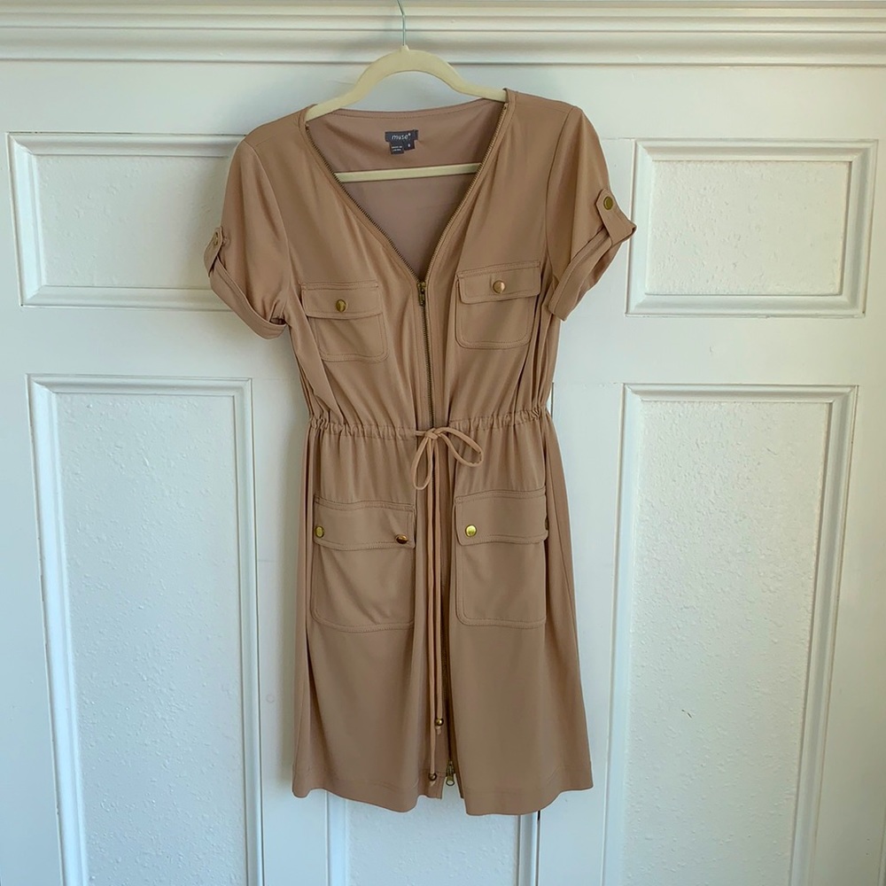 Classic dress with brass rivets